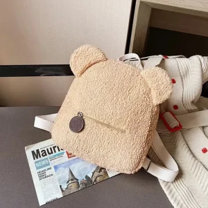 Plush backpack women's bag Korean version ins super hot cute little bear ear backpack girl parent-child bag